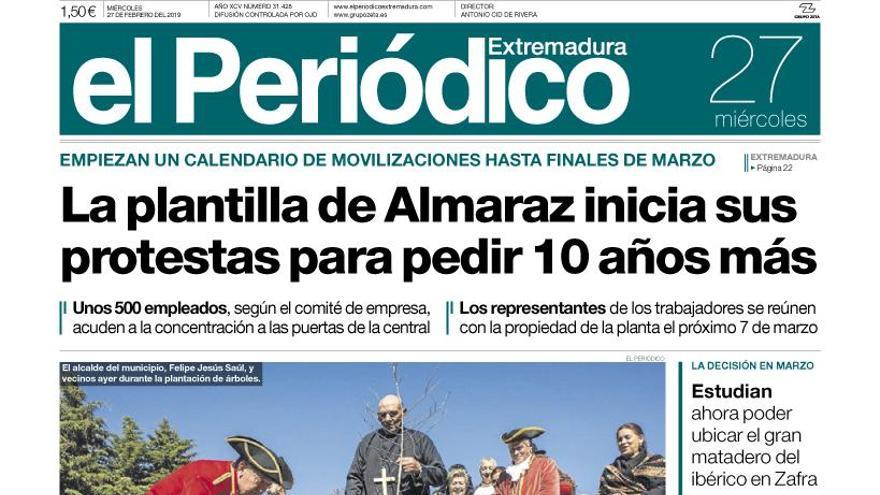 Esta es la portada de EL PERIÓDICO EXTREMADURA correspondiente al día 27 de febrero del 2019