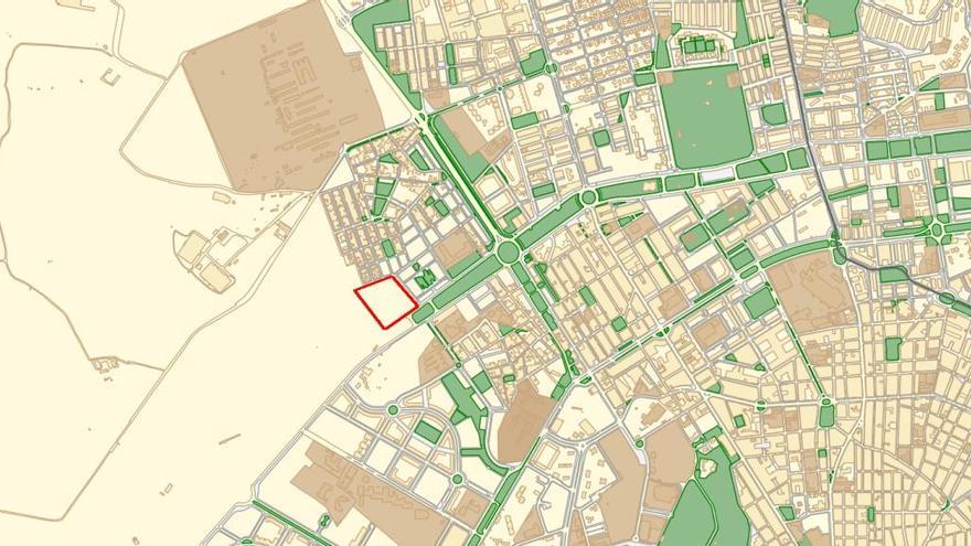 En rojo, la zona donde se construirá la nueva Comandancia, en Rabasa