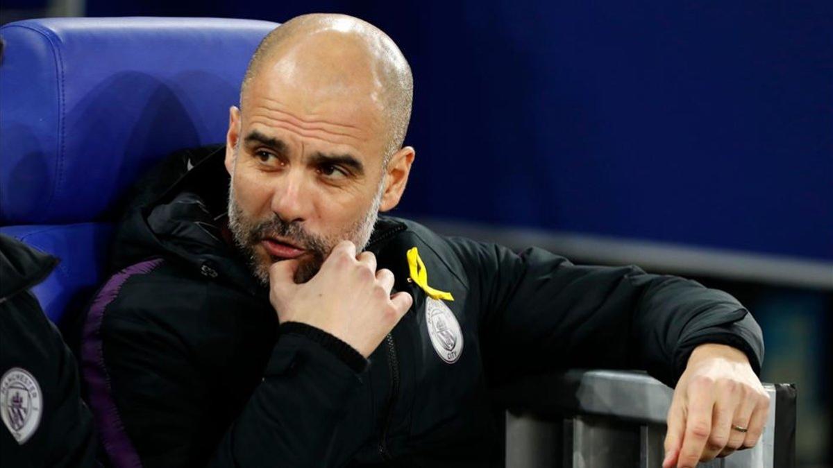 Guardiola, esta temporada durante un partido del City