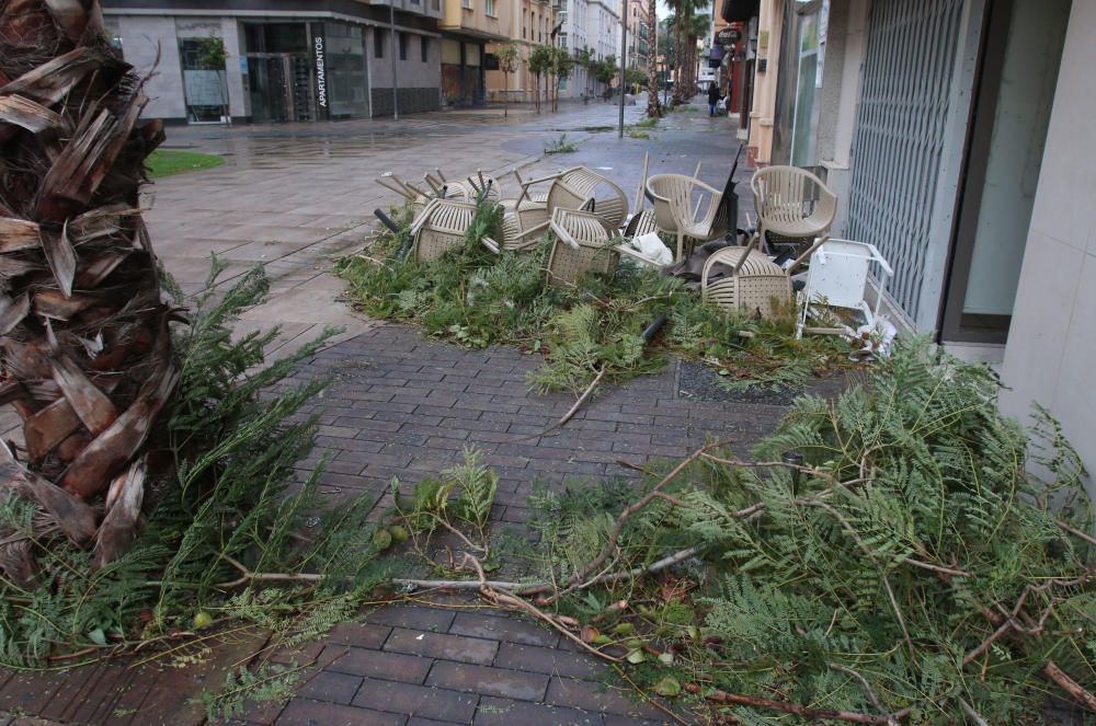 Temporal de viento y lluvia en Málaga