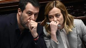 Matteo Salvini y Giorgia Meloni durante un pleno en el Parlamento italiano.