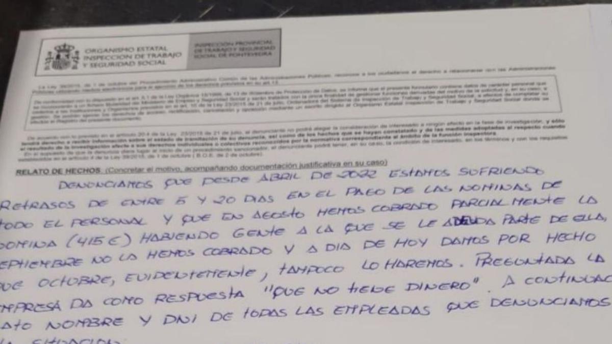 Documento facilitado por las empleadas de Hiperxel.