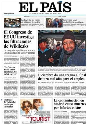 ’El País’ destaca a més que Rajoy va deixar que Cascos s’indignés un mes i mig abans de tirar la tovallola i que Zapatero ratifica les primàries com a norma regulada per a la seva successió; que el jutge arxiva el sumari per l’ocupació de l’edifici de Banesto a la plaça de Catalunya de Barcelona per la passivitat del fiscal i els Mossos; que un altre jutge torna Gramepark a l’Ajuntament de Santa Coloma; que ICV i ERC demanen al Govern d’Artur Mas que mantingui l’impost de successions; que l’Ajuntament de Tarragona demana vetar l’accés a la residència als immigrants incívics, que l’alcalde de Valladolid equipara les denúncies per fumar amb el nazisme, i que la contaminació del trànsit de Madrid augmenta les morts per infart.