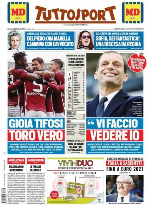 Portada TUTTOSPORT domingo 24 febrero 2019