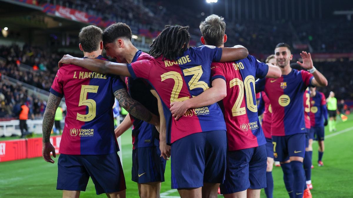 Los jugadores del Barça celebrando uno de sus goles ante el Atlético de Madrid