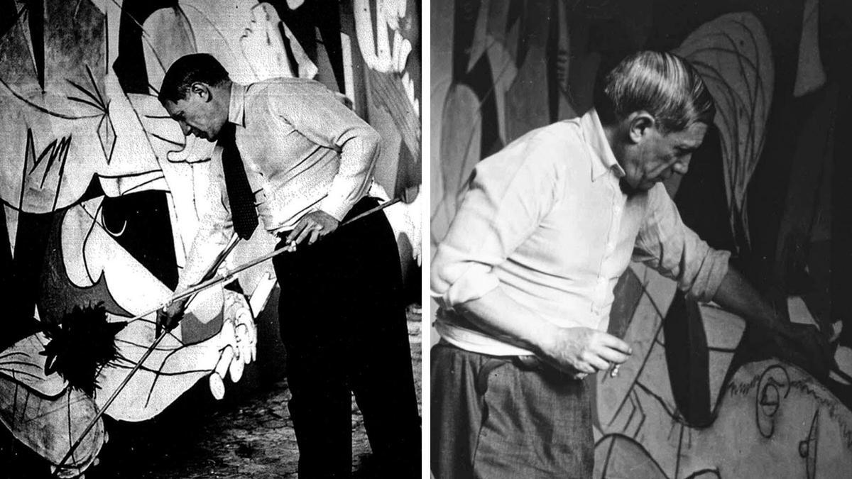 Pablo Picaso, fotografiado por Dora Maar mientras pintaba el 'Gernica'.