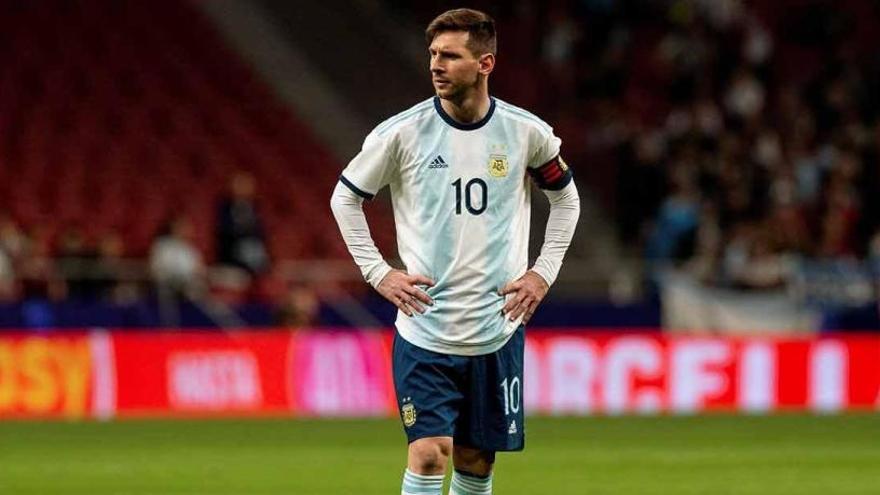 Messi, durante un partido con la Selección Argentina