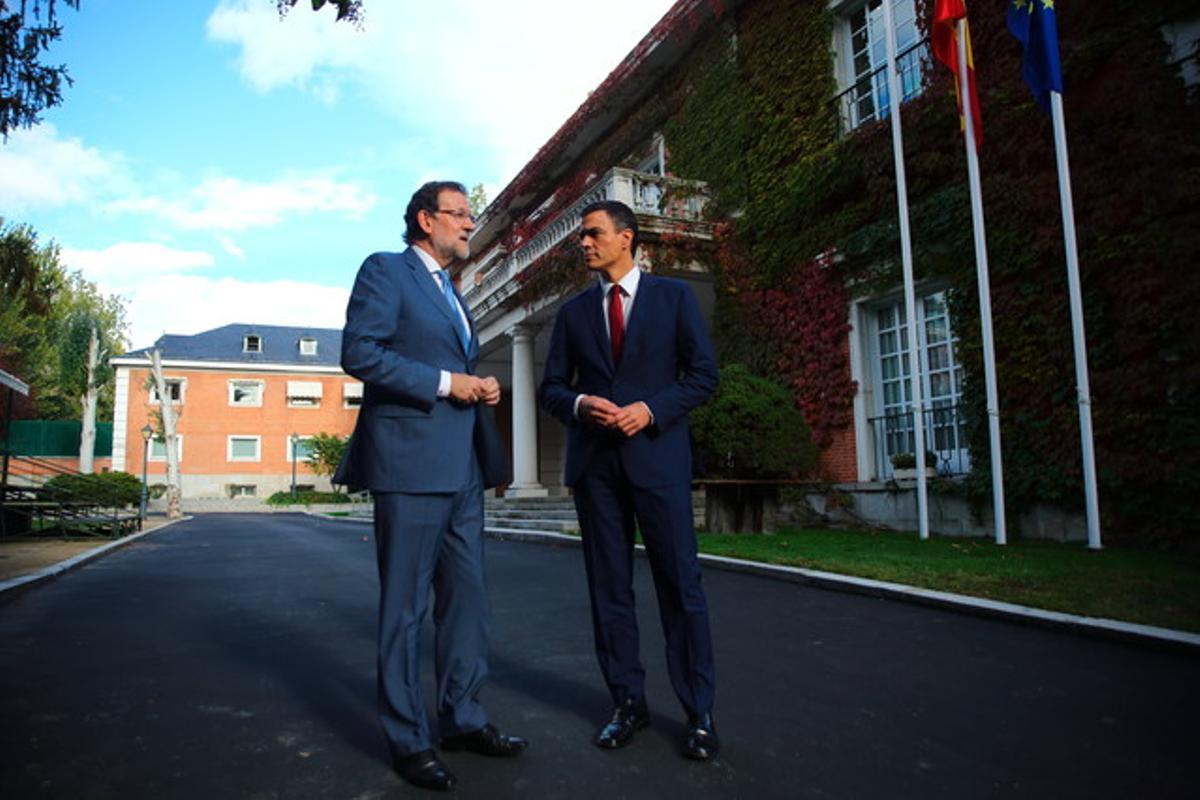 Mariano Rajoy i Pedro Sánchez, aquest dimecres a la Moncloa.