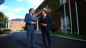 Mariano Rajoy i Pedro Sánchez, aquest dimecres a la Moncloa.