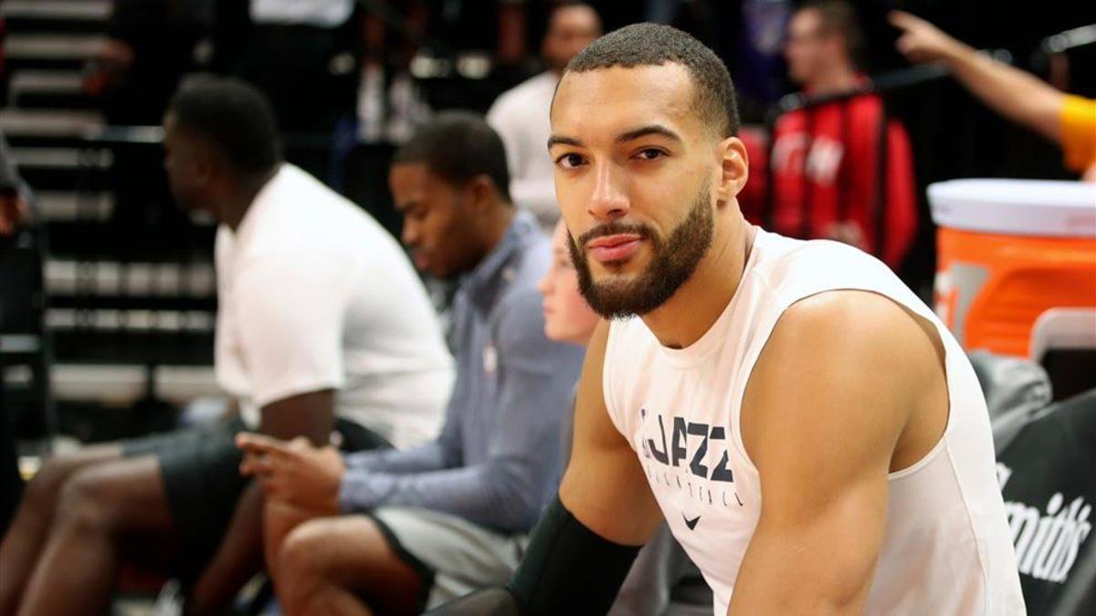 Gobert, antes de un partido con los Utah Jazz.