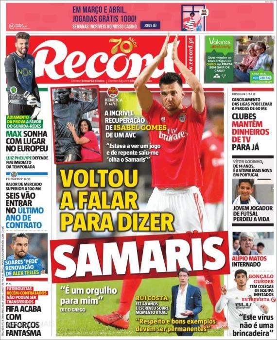 Portada RECORD lunes 30 marzo 2020