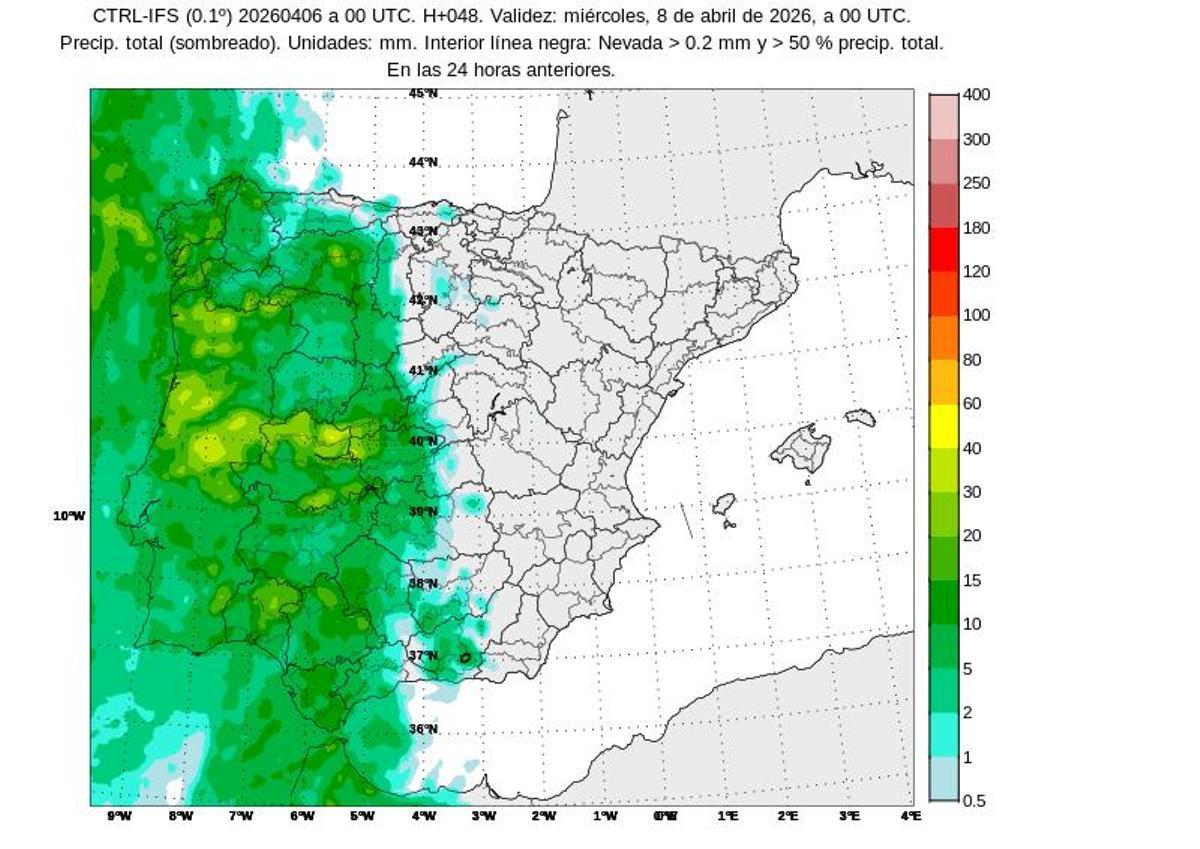 Mapa con el nuevo frente que cambiará el tiempo esta semana.