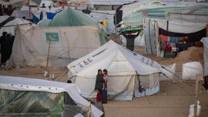 Campamento de palestinos desplazados en Rafah, en el sur de la Franja de Gaza.