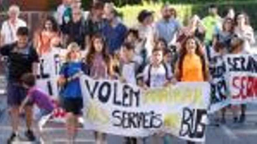 Un moment de la manifestació que es va fer ahir a primera hora del matí a Montjuïc.