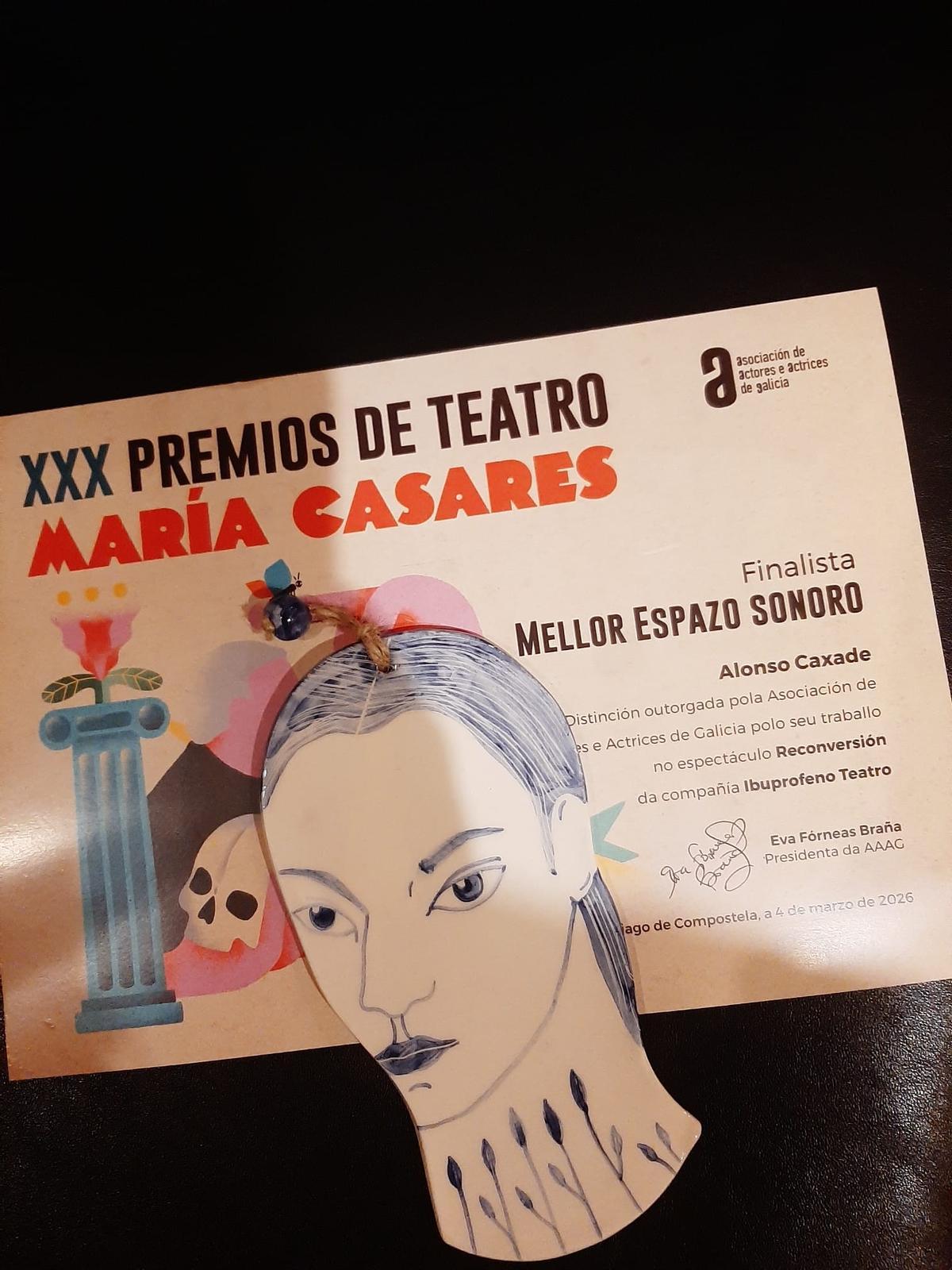 Alonso Caxade é candidato ao premio Mellor espazo sonoro polo seu traballo na obra 'Reconversión'.