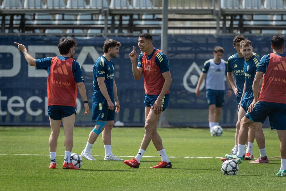 El Yamiq, en el entrenamiento de este viernes.