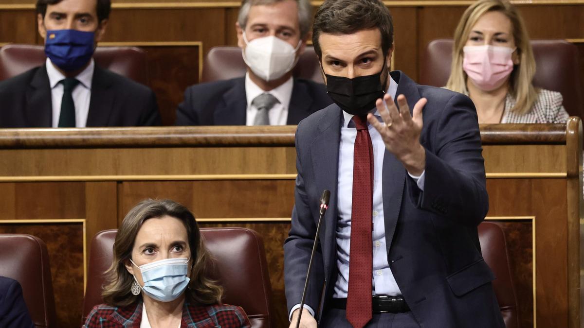 Pablo Casado durante una intervención en el Congreso de los Diputados.