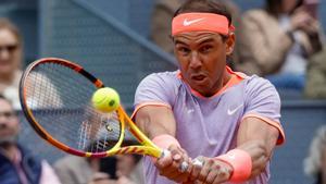 Nadal, en su partido de primera ronda en el Mutua Madrid Open.