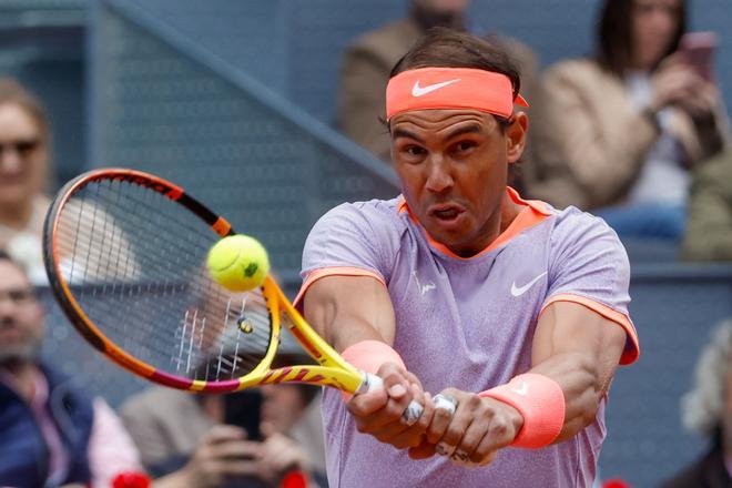 Nadal, en su partido de primera ronda en el Mutua Madrid Open.