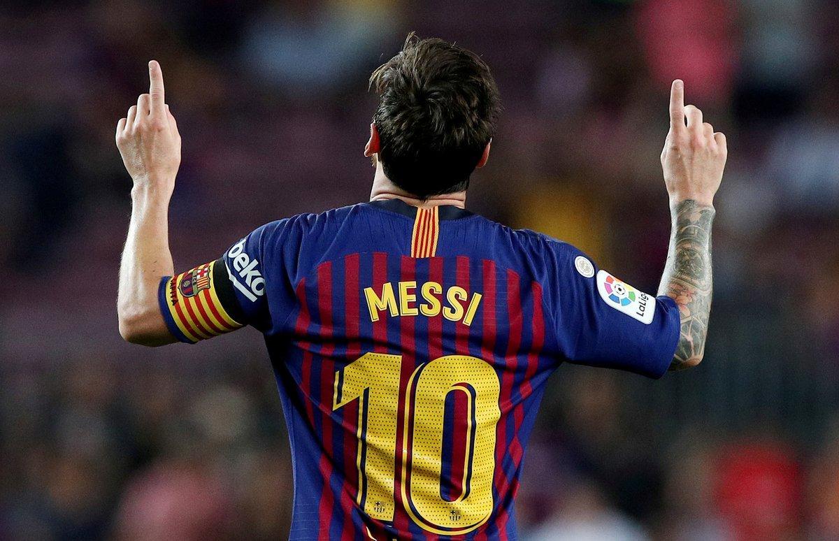 FILE PHOTO: Soccer Football - La Liga Santander - FC Barcelona v Alaves - Camp Nou, Barcelona, Spain - August 18, 2018   Barcelona’s Lionel Messi celebrates scoring their third goal    REUTERS/Albert Gea/File Photo