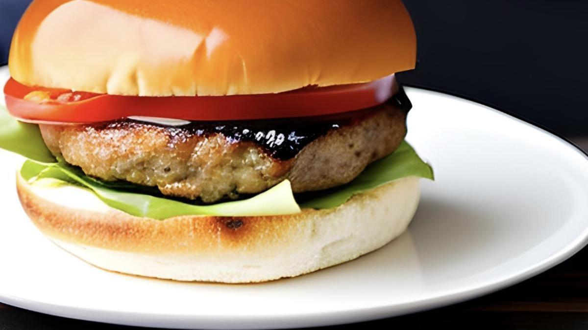 Un hamburguesa gourmet generada por inteligencia artificial.