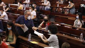 Primer día de las puebas de acceso a la universidad realizadas en la Universitat de Barcelona, el pasado día 7.