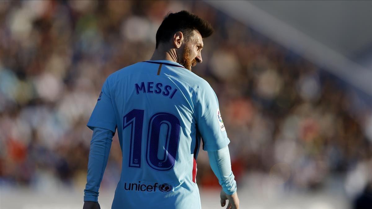 Messi, en un momento del partido contra el Leganés.