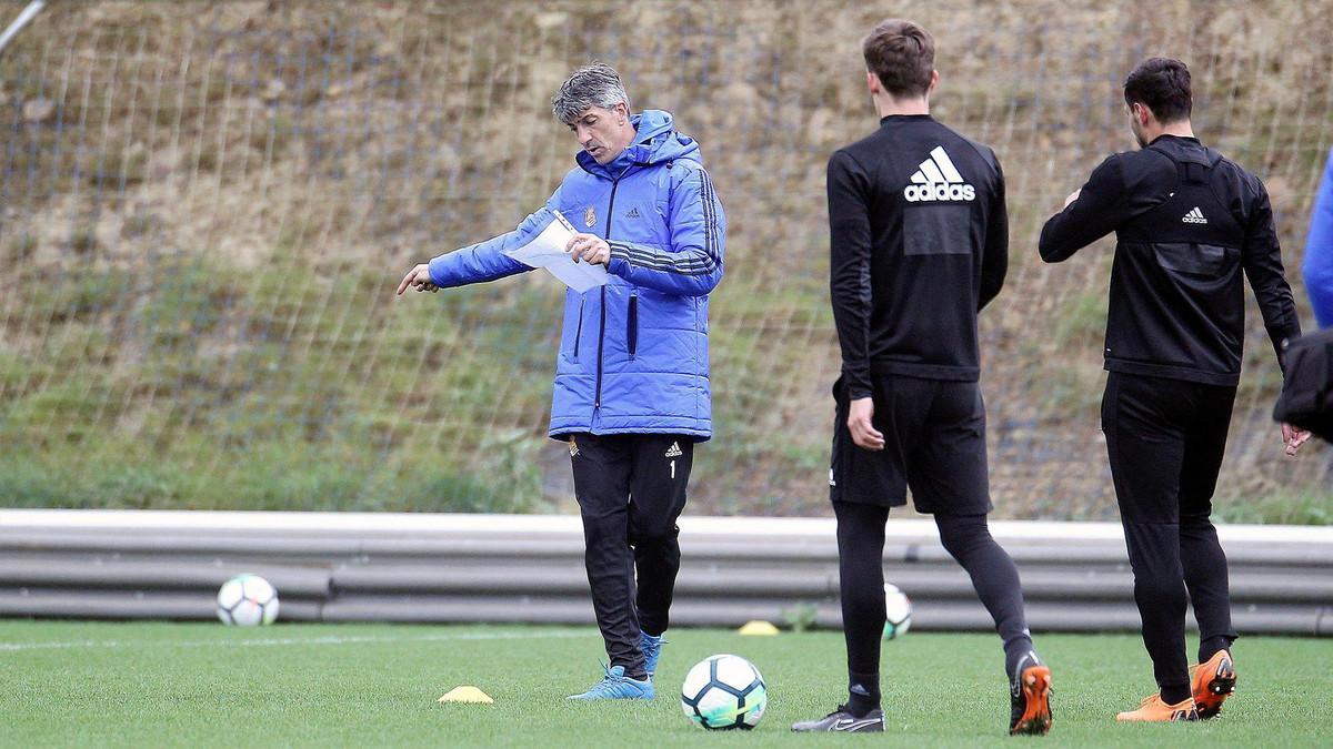 Imanol en su primera sesión con la Real Sociedad