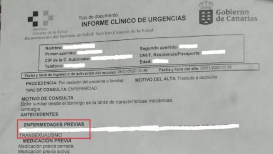 Un informe médico incluye el &quot;transexualismo&quot; como enfermedad previa