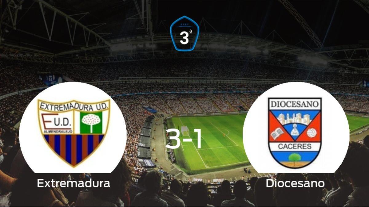 El Extremadura B se queda con la victoria frente al CD Diocesano (3-1)