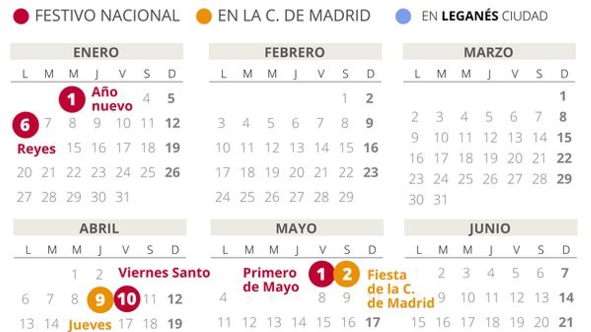 Calendario laboral Leganés 2020