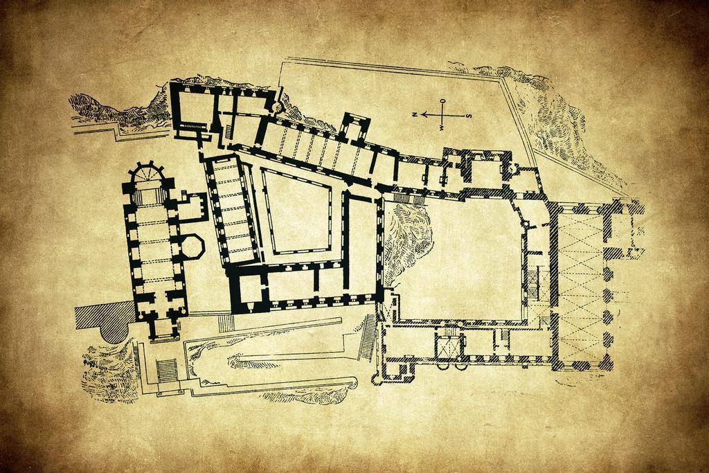 Plano del Palacio de los Papas, en Aviñón.