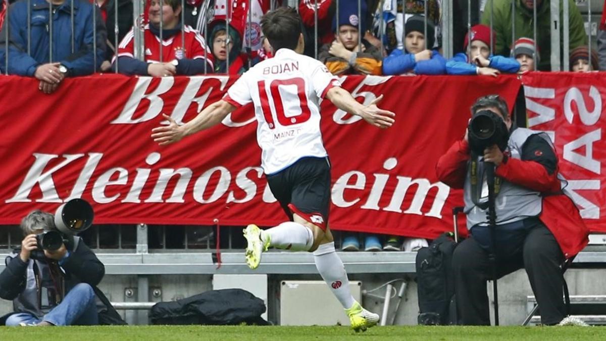 Bojan celebra el primer gol marcado con el Mainz, al Bayern de Múnich.