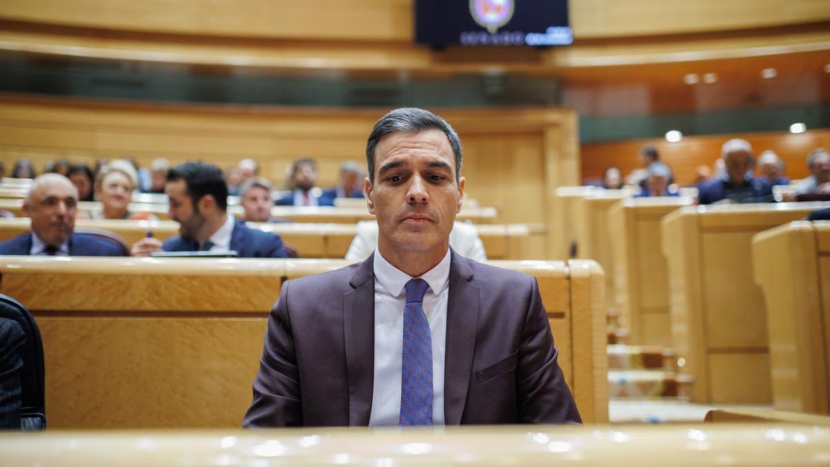 El presidente del Gobierno, Pedro Sánchez, durante una sesión de control al Gobierno en el Senado, a 22 de noviembre de 2022, en Madrid (España).  /