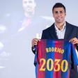 Rodri, en su presentación con el Barça