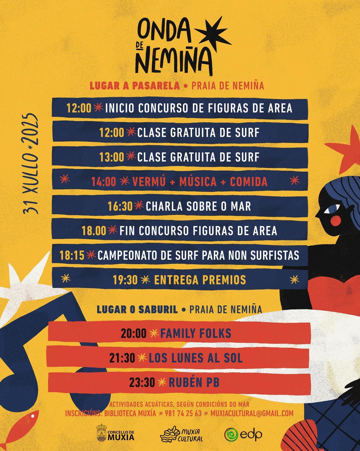 Cartel de actividades do encontro Onda de Nemiña