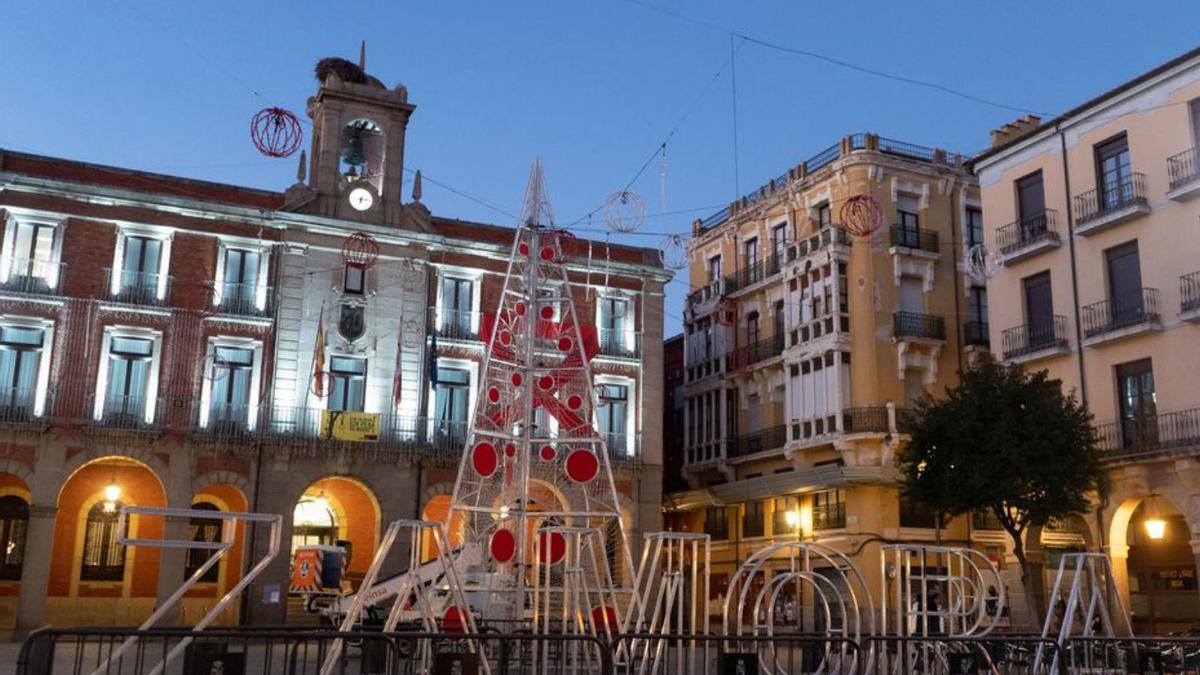 Decoración navideña en la Plaza Mayor.