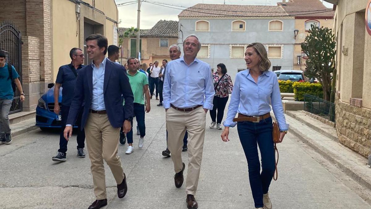 Azcón y Ramón Celma, en la presentación de Marta Pardo como candidata de Mallén, que peleará contra Antonio Asín.