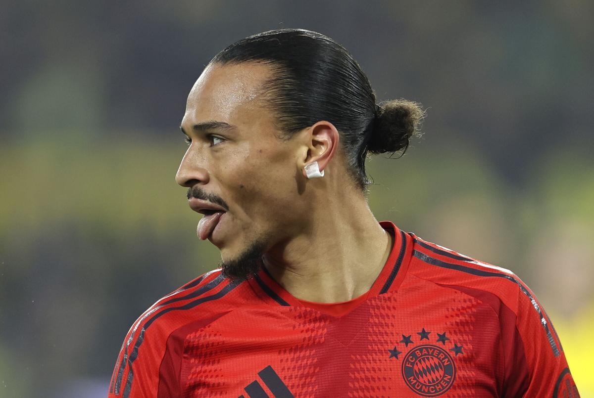 Dortmund (Germany), 30/11/2024.- Leroy Sane of Munich reacts during the German Bundesliga soccer match between Borussia Dortmund and FC Bayern Munich in Dortmund, Germany, 30 November 2024. (Alemania, Rusia) EFE/EPA/CHRISTOPHER NEUNDORF CONDITIONS - ATTENTION: The DFL regulations prohibit any use of photographs as image sequences and/or quasi-video. CONDITIONS - ATTENTION: The DFL regulations prohibit any use of