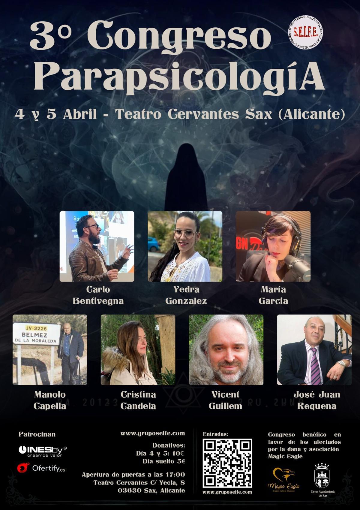 Cartel del tercer congreso de parapsicología que se celebra en Sax.