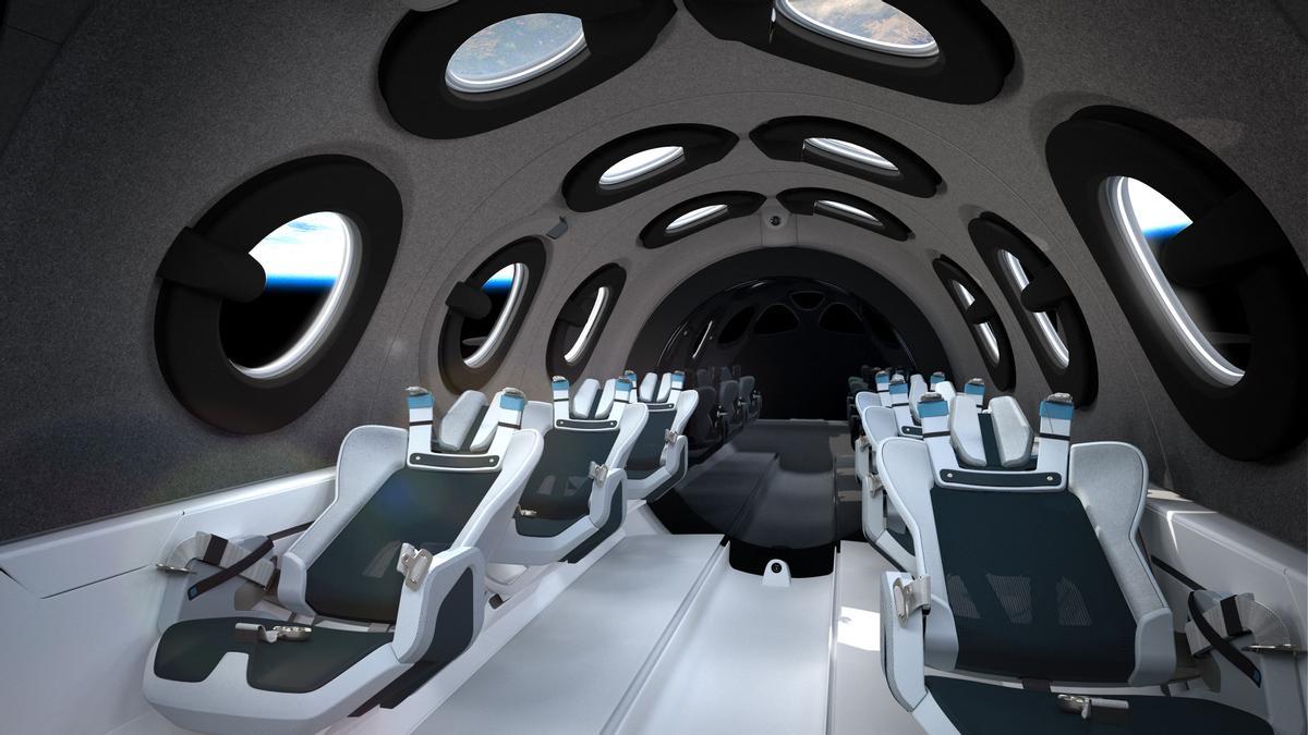 Interior de la nave con la que Branson volará al espacio.