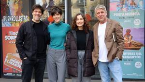 Ivan Benet, Laura Aubert, Laura Conejero i Pere Arquillué al Teatre Goya de Barcelona presentant Un déu salvatge