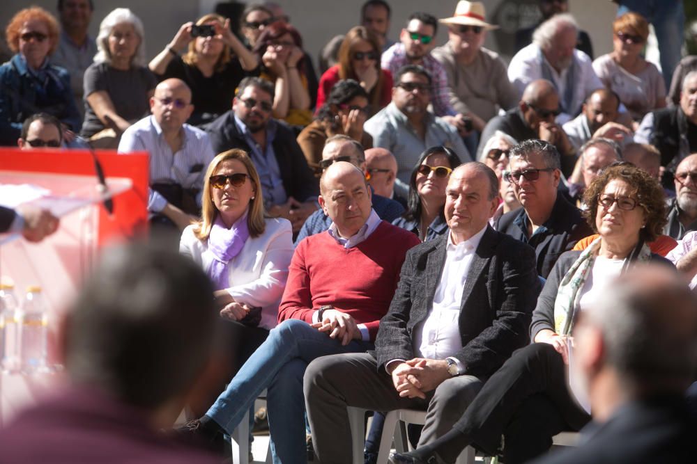 Más de 200 personas asisten al acto de precampaña de Francesc Sanguino celebrado en Las Cigarreres y al que ha asistido la la vicesecretaria general del PSOE, Adriana Lastra