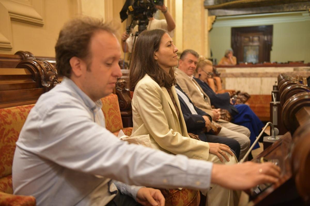 La concejala del PSOE en A Coruña Noemí Díaz, en el pleno municipal de julio, en el que se ha tomado conocimiento de su renuncia como edil.