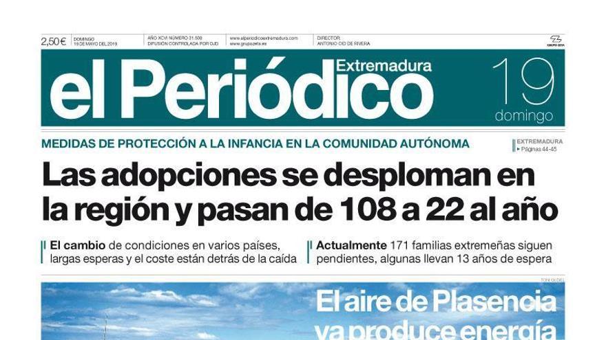 Esta es la portada de EL PERIÓDICO EXTREMADURA correspondiente al día 19 de mayo del 2019