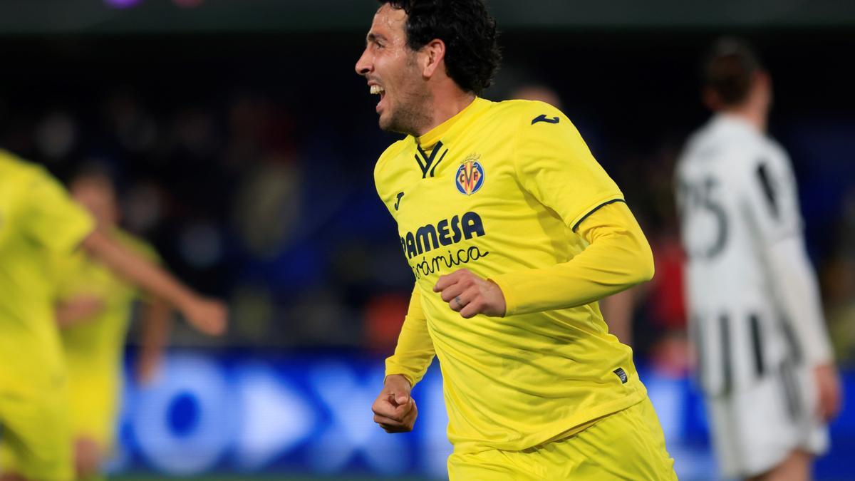 Dani Parejo celebra su gol a la Juventus.