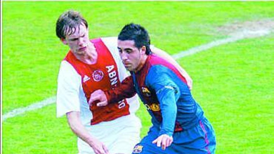 Daniel Toribio durante un encuentro con el Barcelona juvenil.