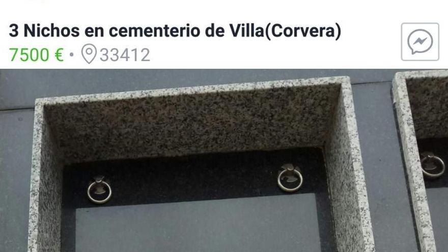 Utilizan un grupo de Facebook para vender nichos en el cementerio de Corvera