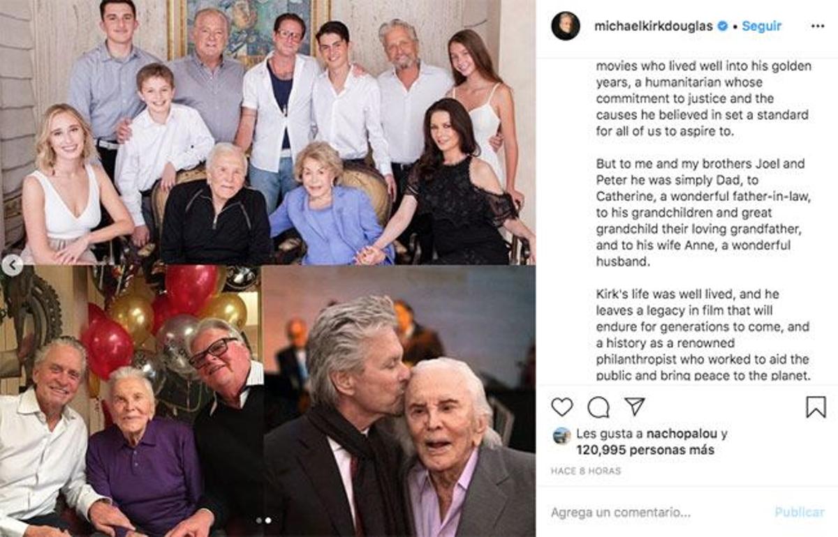 Publicación en Instagram de Michael Douglas