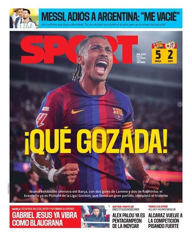 La portada SPORT de hoy, martes 1 de septiembre de 2026